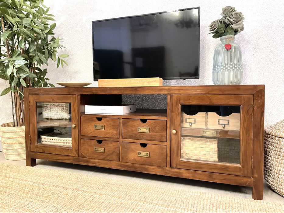 aparador, consola, armario, movel TV, teca, arboretto, rustico