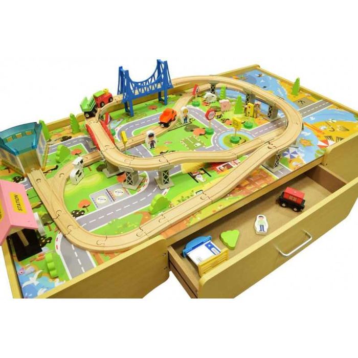 Drewniany zestaw Antek stacja kolejowa 80 elementów WYPRZEDAŻ