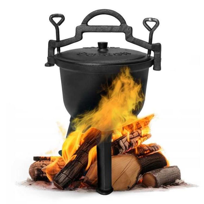 Kociołek żeliwny myśliwski, pieczonka rozmiary, 4 rozmiary, grill, ognisko