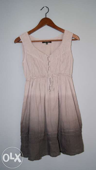 sukienka boho hipi ombre 34-36 beżowa cieniowana new yorker amisu