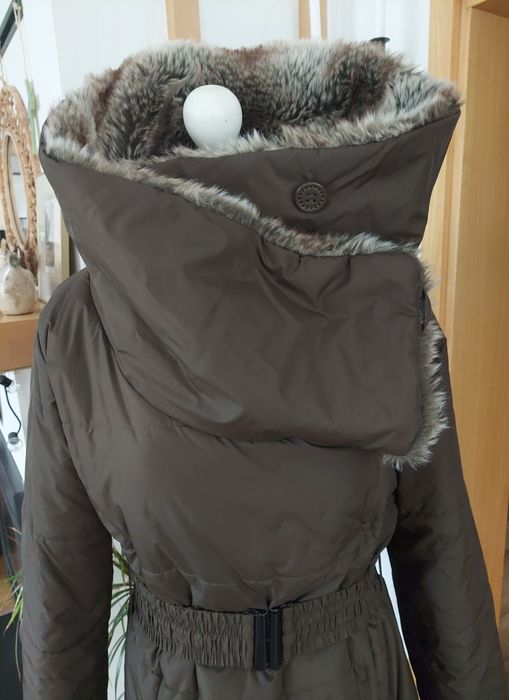 Płaszcz brązowy futerko CARRY rozm XL