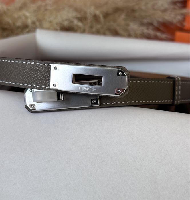 Ремінь Hermes Kelly натуральна шкіра, Belt epsom, пояс ермес келлі, ремень эрмес келли натуральная кожа etoupe сірий