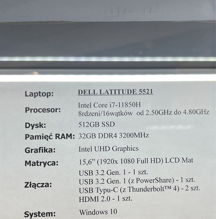 Jak nowy/ Dell/ Latitude 5521/ i7 11gen/ 32gb DDR4/ 512gb SSD/ w2
