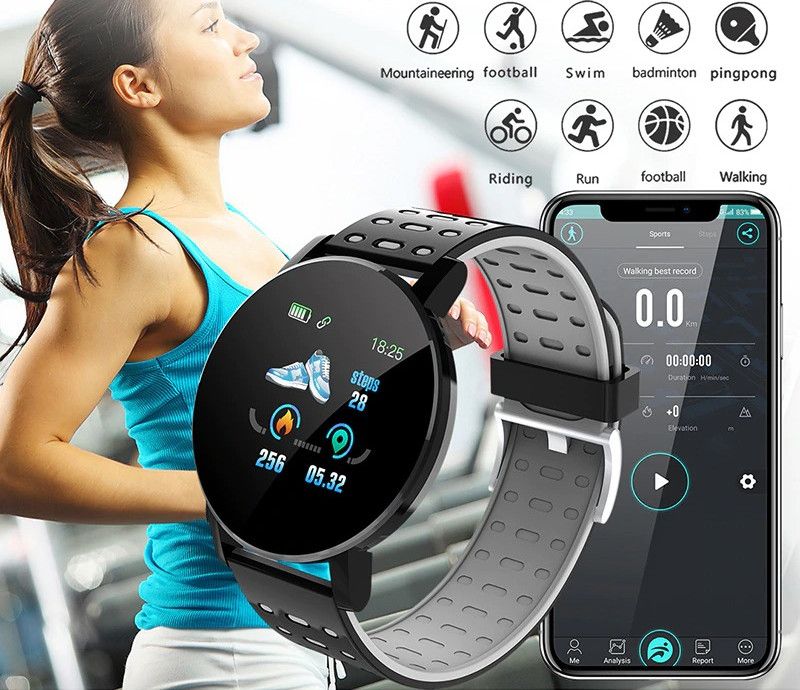 Smartwatch Zegarek Sportowy Kroki Kalorie Puls - Czarny