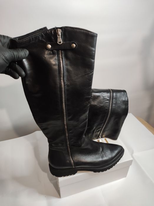 Женские Высокие Кожаные Сапоги