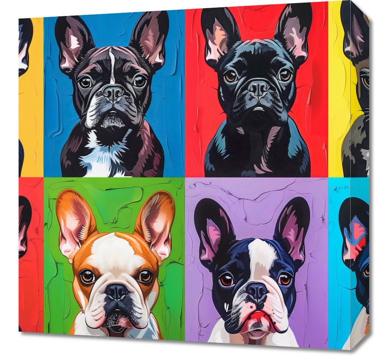 Obraz 50x50cm Buldogi Francuskie