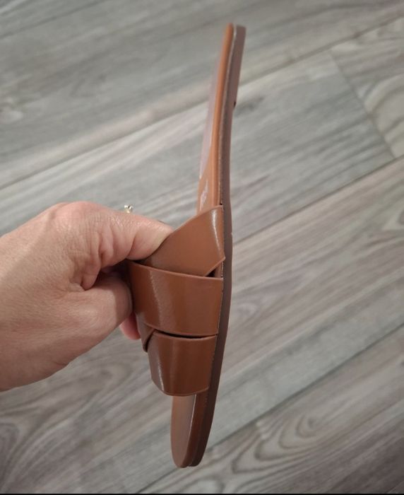 Zara nowe klapki rozm 37 brąz karmelowe