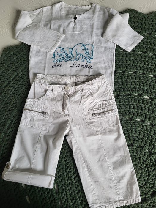 Koszulka,krótkie spodenki białe dla chłopaka komplet