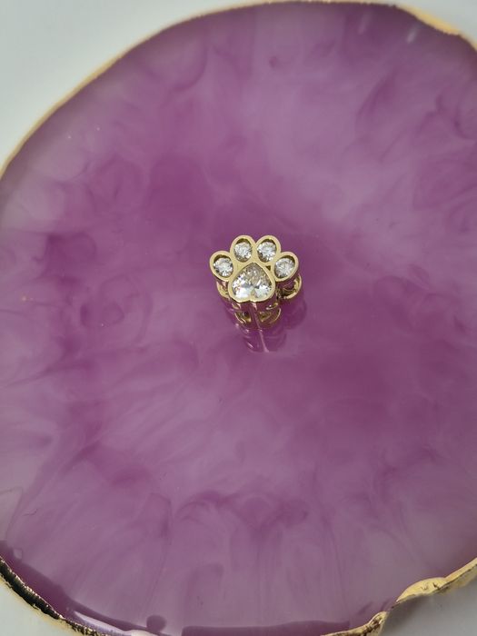 Nowy złoty charms do bransoletki typu Pandora,PSIA łapka,cyrkonie