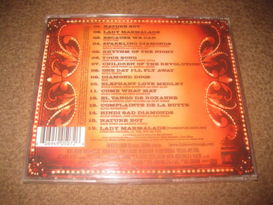 CD da Banda Sonora (OST) do filme "Moulin Rouge"