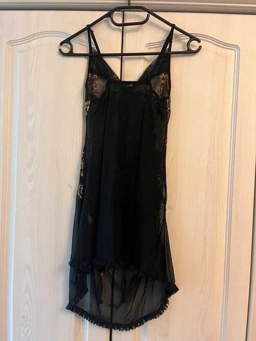 Koszulka nocna halka czarna tiulowa seksowna K-Go 36/38 S/M Walentynki