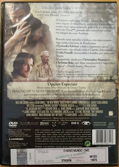 DVD O Novo Mundo, de Terrence Malick