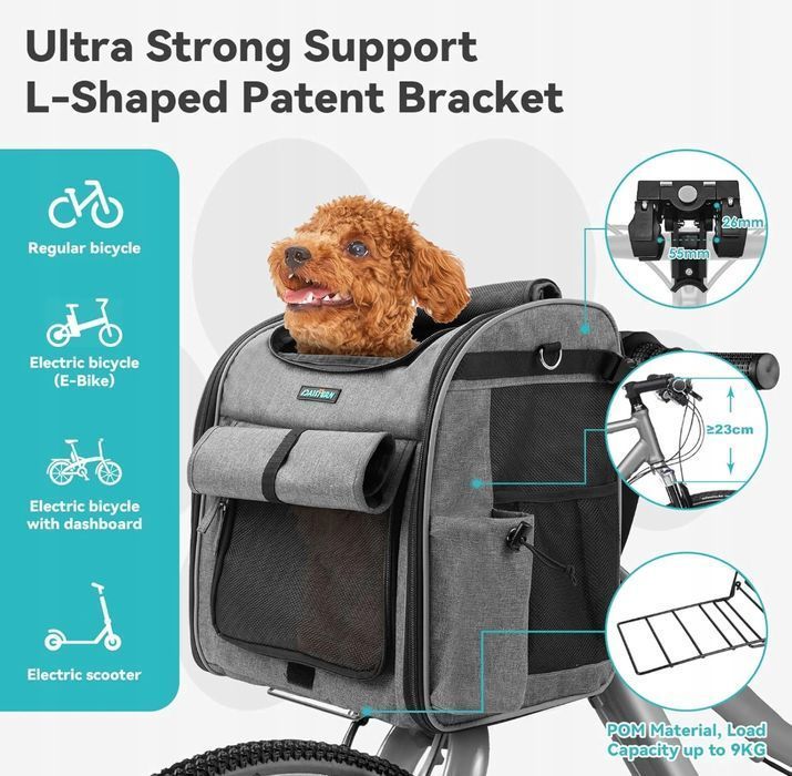 Daistern Przedni Kosz Rowerowy Dla Psów I Kotów Do 10Kg Powystawowy