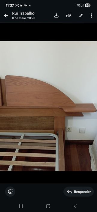 Cama de casal, madeira em pinho com gavetas
