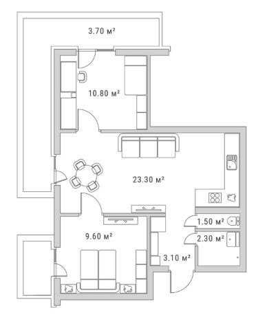 3-кімнатна квартира за адресою (площа 55 м²) - Atlanta.ua - фото 2