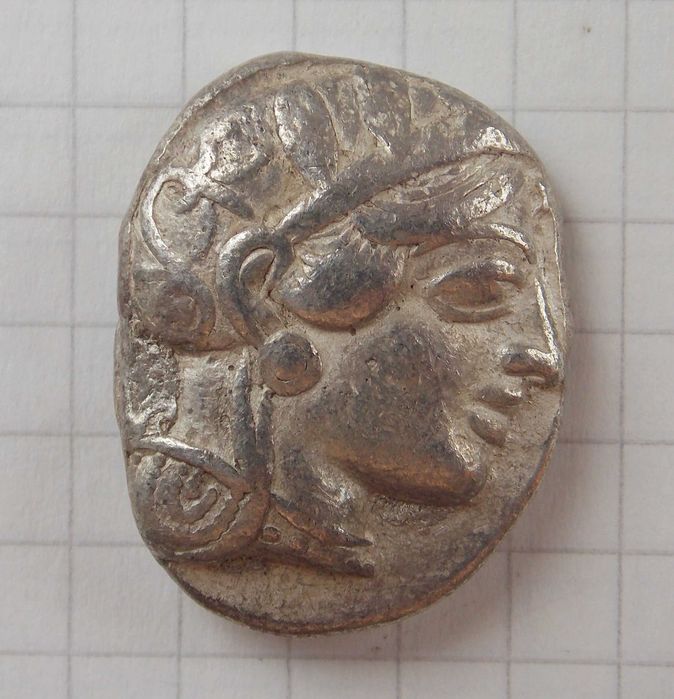 Тетрадрахма. Аттика, Афіни. (Близько 454-404 рр. до н. е.).