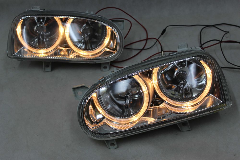 Lampy przednie przód VW GOLF 3 III 91-97 ANGEL EYES RINGI BLACK Czarne