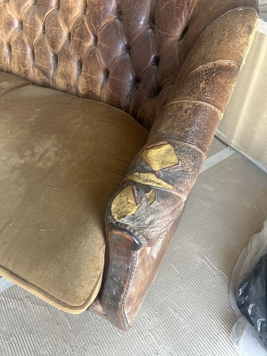 Baixa de Preço!!! Chesterfield em pele Sofa em Pele Vintage Capitone