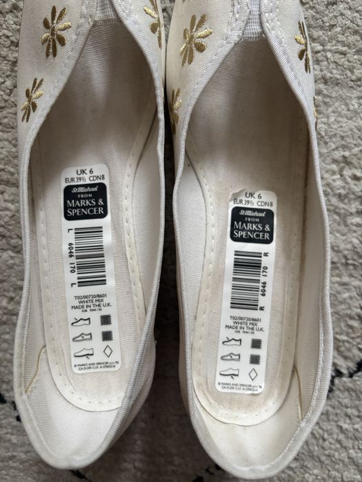 Espadryle koturna korkowe M&S 39 biale ecru off cream