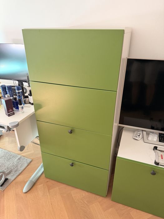 IKEA BESTÅ szafka 60x40x128 zielone fronty szuflada