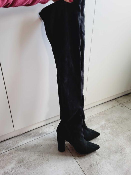 Czarne długie kozaki za kolano Deezee 38