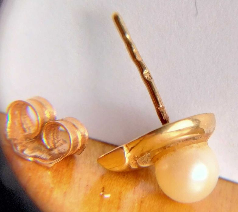 Brincos em ouro Português amarelo 800 (19,2Kt) com perola de 55mm