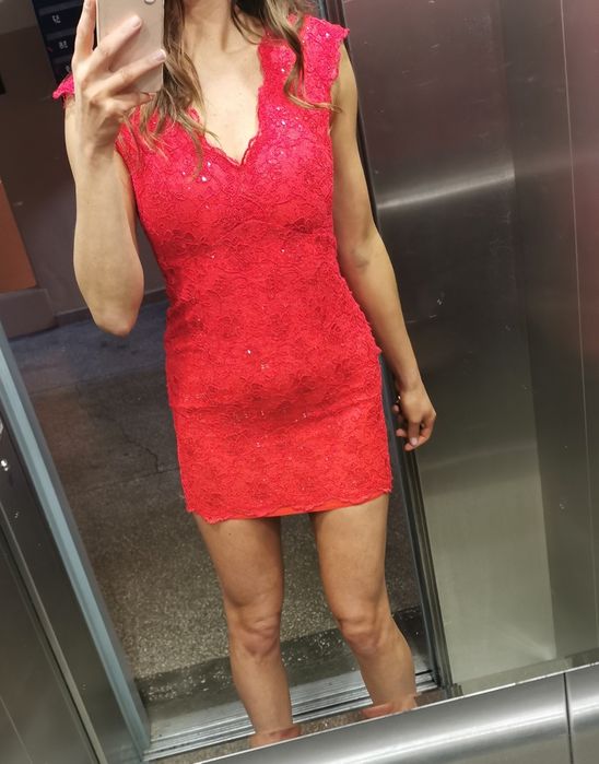 Sukienka Lou Marina mini czerwona andrzejki XS koronka
