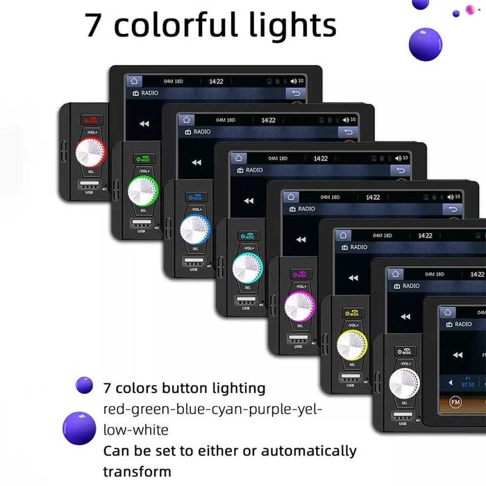 Auto-rádio Android 1 DIN 5 polegadas (Autocaravana / Campervan)