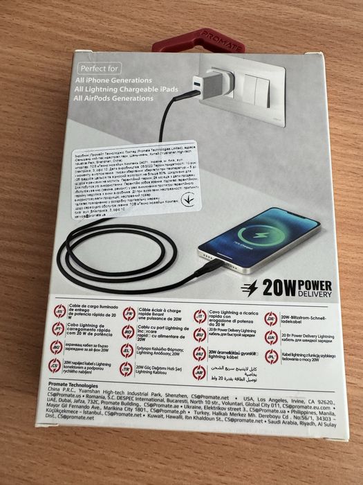 Кабель для PROMATE 20W Ultra fast USB-C