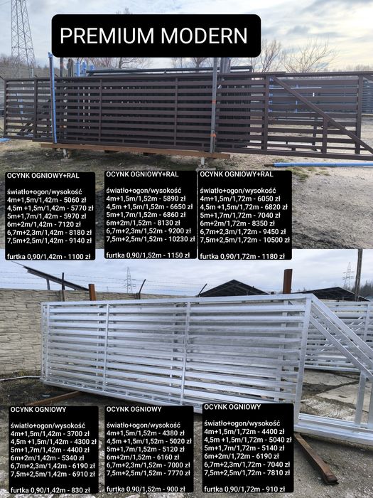 Brama przesuwna palisadowa 4m PREMIUM STAR,ocynk ogniowy+RAL, inne