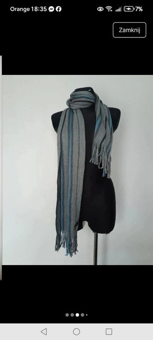 Szal męski szary zimowy