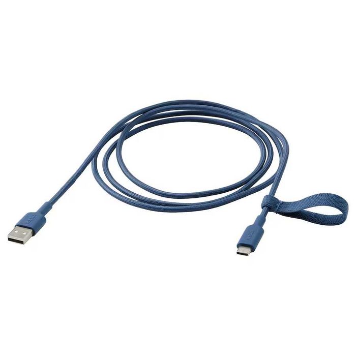 Kabel IKEA LILLHULT USB-A na USB-C, niebieski, 1.5 m