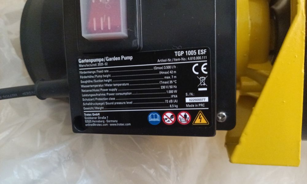 Bomba de água Trotec TGP 1005 ESF