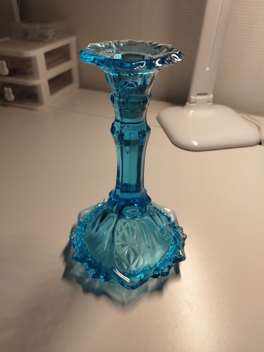 Świecznik Huta Ząbkowice wzór 409 turkus