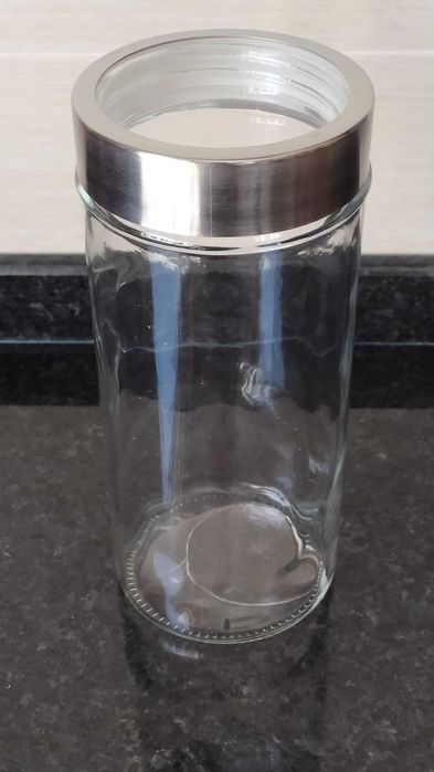 Pote para esparguete em vidro com tampa em inox (Novo)