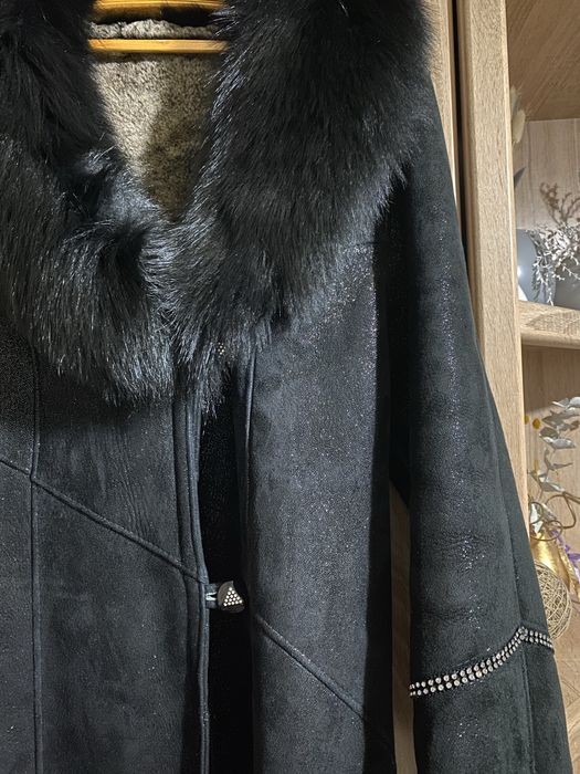 Дублянка преміум натуральне хутро овчина,комір песець