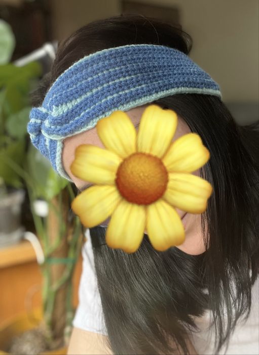 Ręcznie robiona opaska na głowę  | Handmade | Niebieska opaska Twist