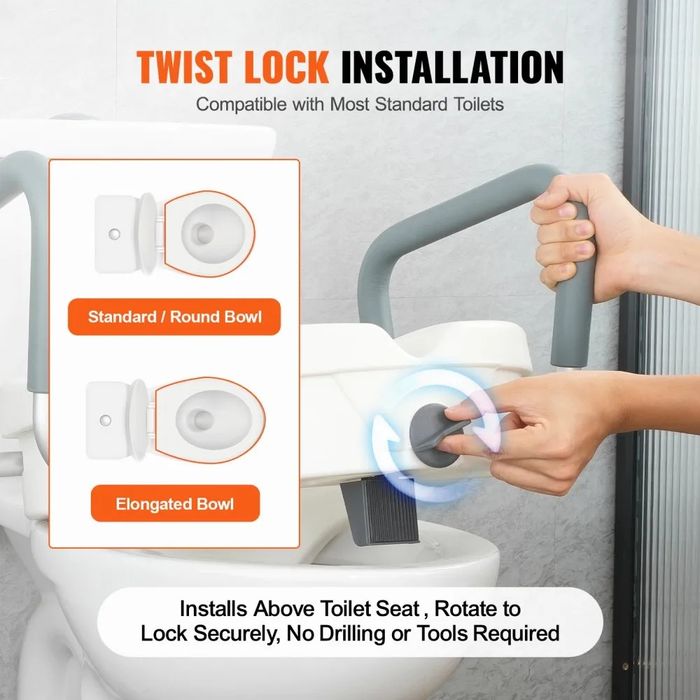 Assento sanitário elevado VEVOR 5" (12,7 cm) com altura elevada de 350 lbs/158,8 kg para vasos sanitários