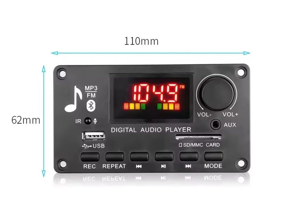 Bluetooth MP3 модуль-декодер JQ-D009BT-A1.0 з підсилювачем 2×40 Вт (80 Вт) DC 5V-26V