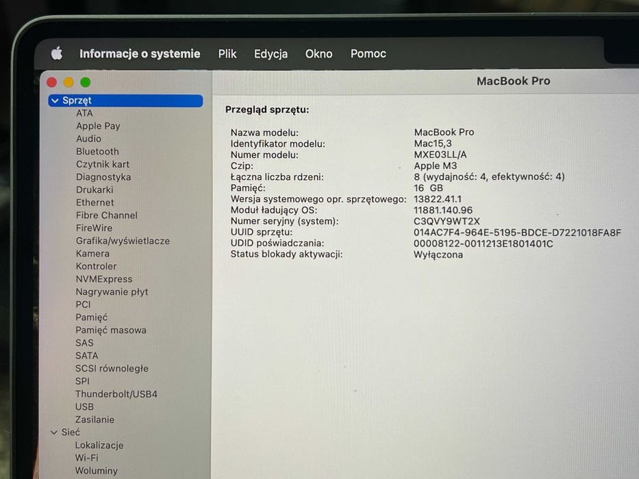 2023 MacBook Pro A2918 14" M3 16GB 1000GB