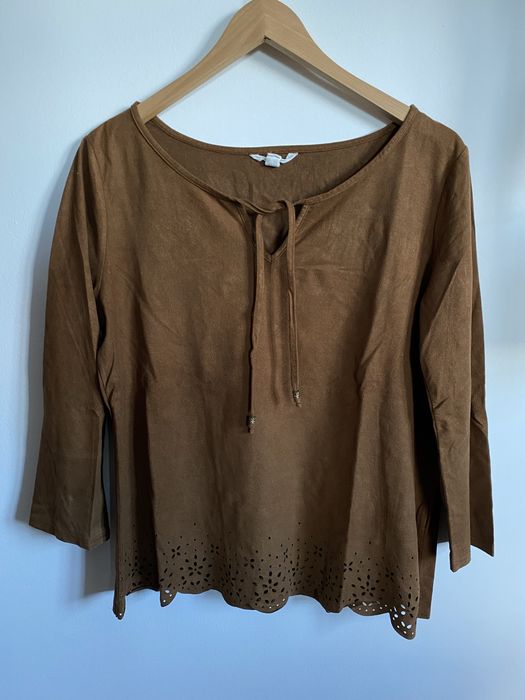 Camisola estilo camurça castanha manga 3/4 Springfield