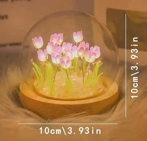 Настільна лампа "Тюльпани в колбі" на подарунок, нічник з квітами