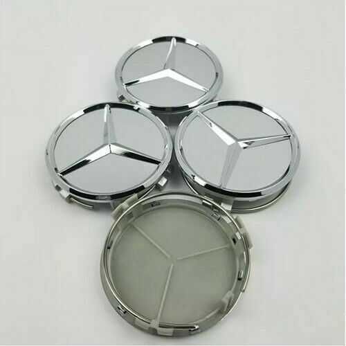 4 centros de jantes 75mm Mercedes Benz azul, preto, prateado Etc.