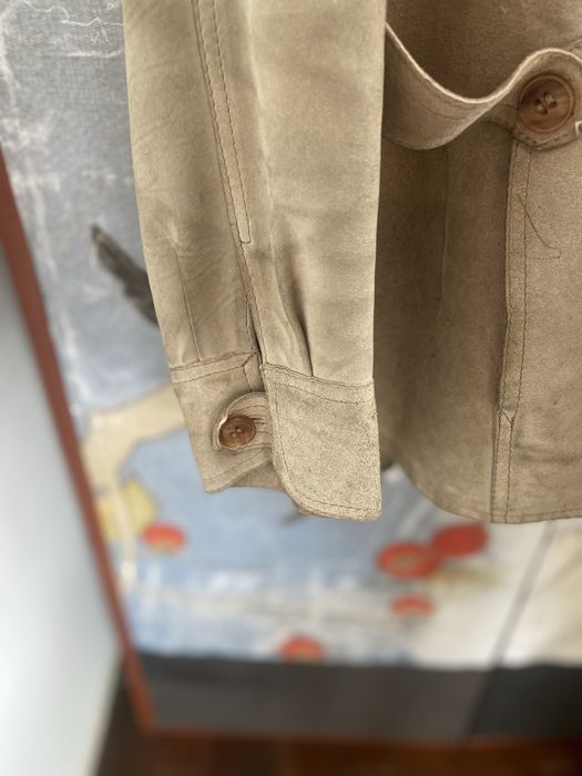 Casaco  em pele bege com bolsos - anos 50 - Vintage