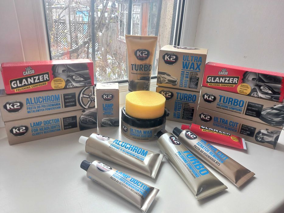 Паста полировочная для кузова авто, полироль с воском K2 Turbo Польша