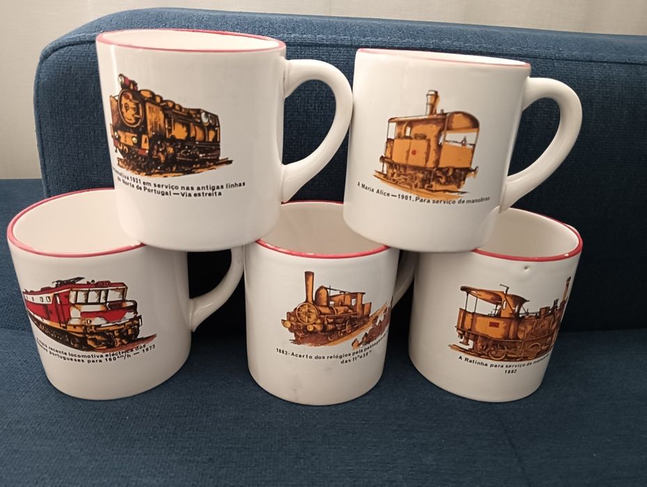 canecas cerâmica loiça coleção antigas e raras  Locomotivas  Vintage*