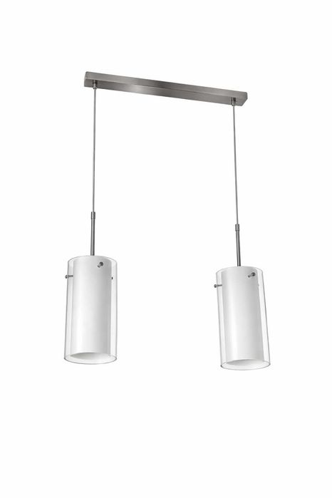 Lampa dwupunktowa do salonu jadalni chrom + szkło