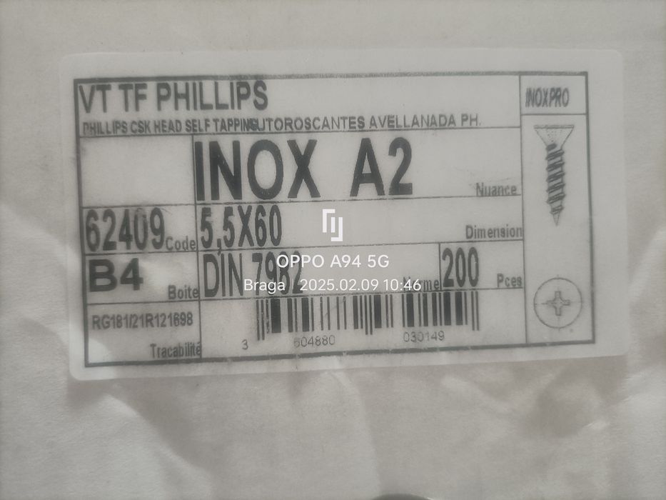 Parafuso inox 5,5X60