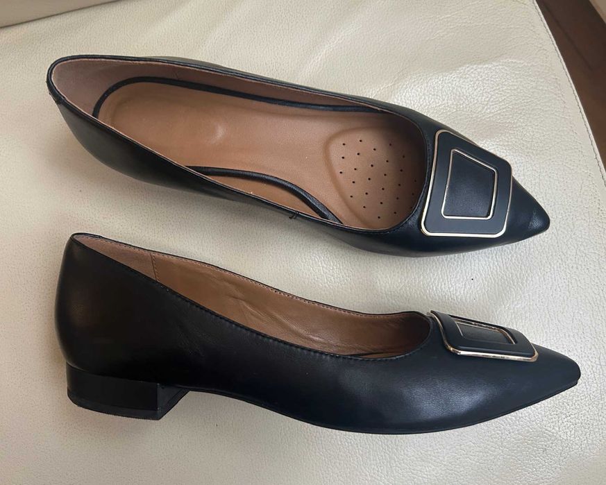 Балетки човники чорні шкіряні GEOX 38 взуті раз