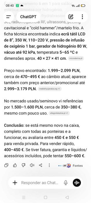 Máquina estética 299€. Oportunidade